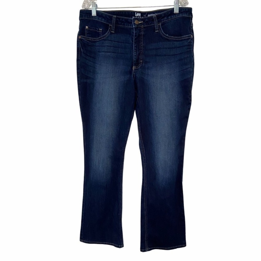 Lee Riders Women's Jeans Midrise Bootcut Sz 16 Blue Dark Wash Denim